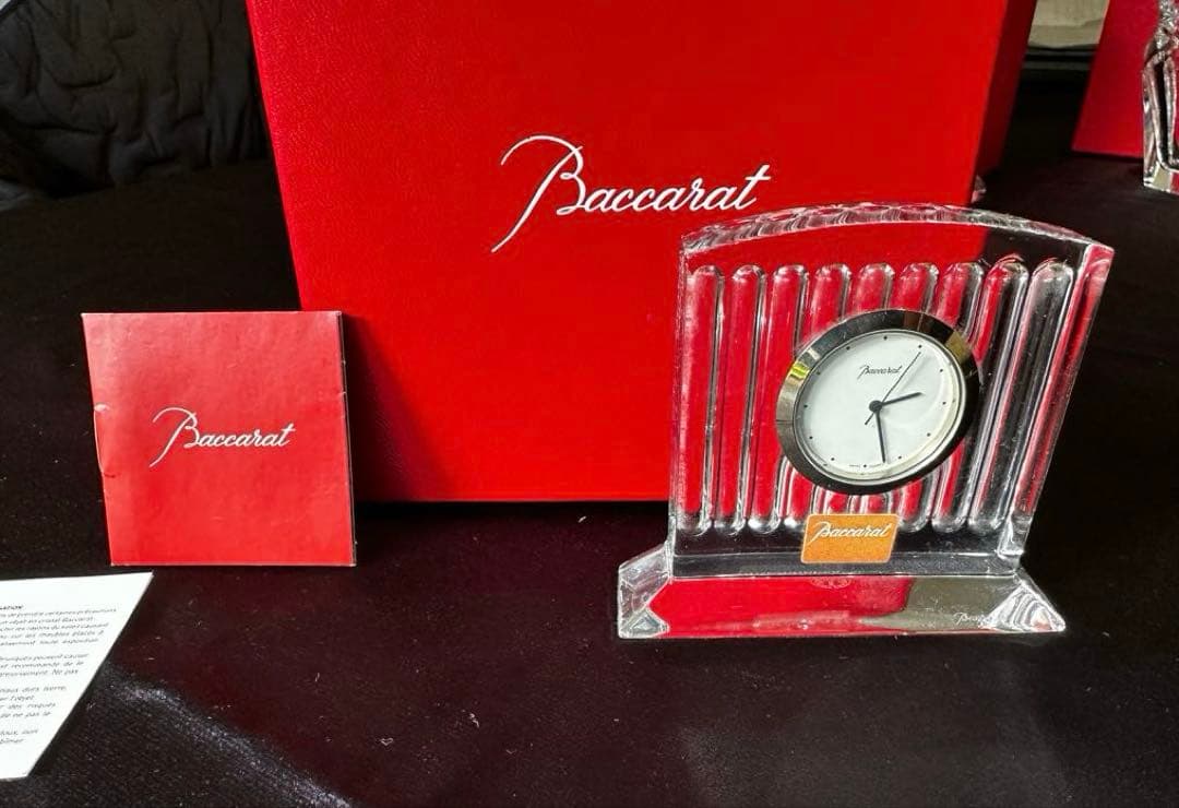 バカラ　置時計 オリジナルボックス　フランス　クリスタル　タイムピース電池切れ