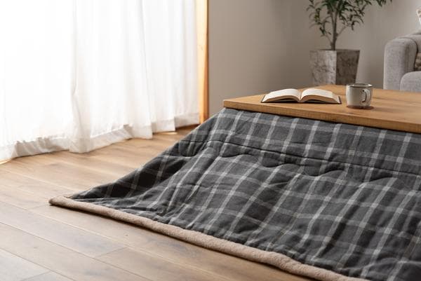 おしゃれ ふかふか かわいい 暖かい 長方形 こたつ布団 チェック柄グレー