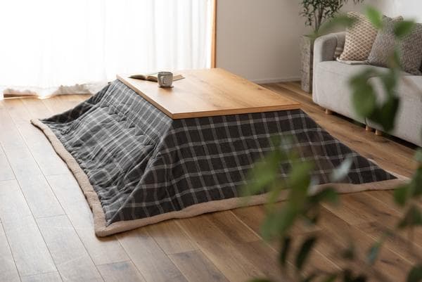 おしゃれ ふかふか かわいい 暖かい 長方形 こたつ布団 チェック柄グレー