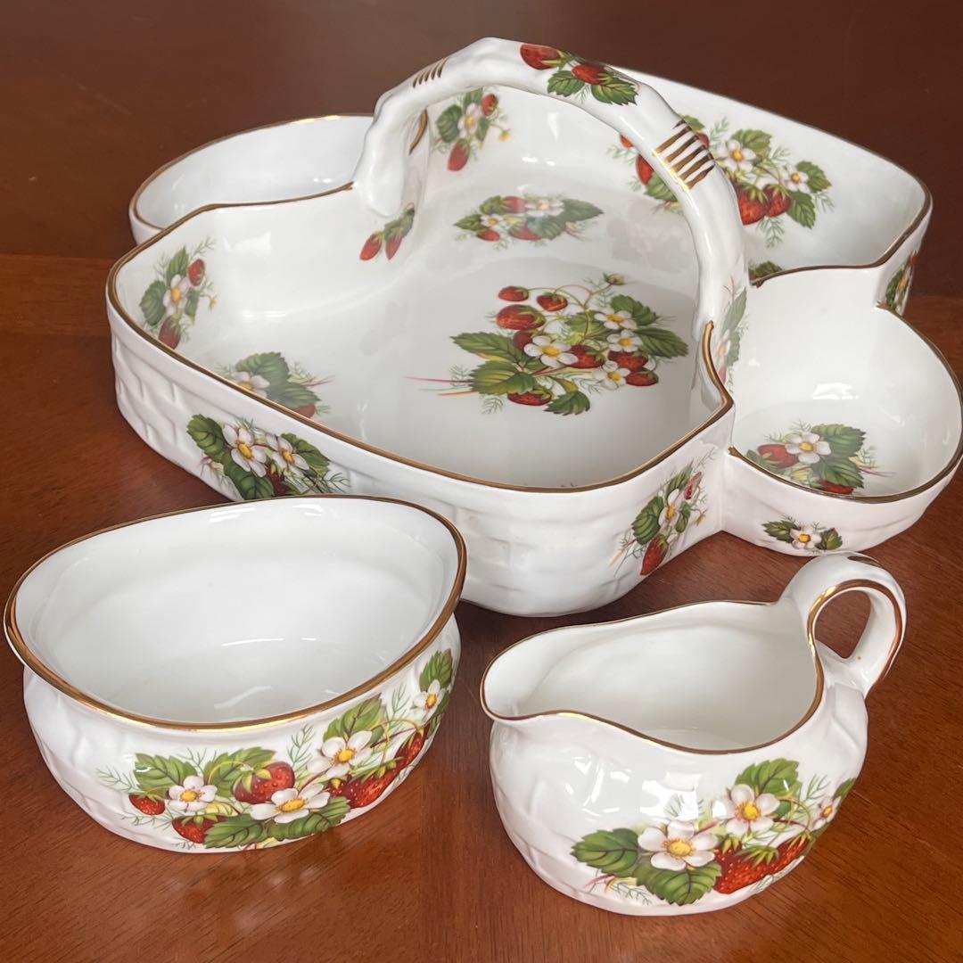 【希少品】英国製　ハマースレイ★ストロベリーパイプ★バスケット