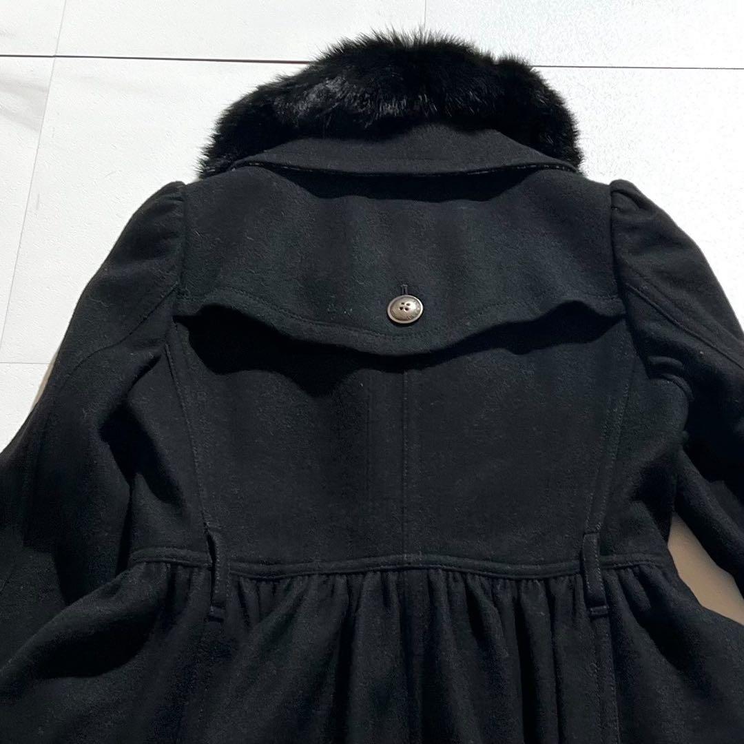 バーバリーブルーレーベル　トレンチコート　ノバチェック　金ボタン　ラビットファー