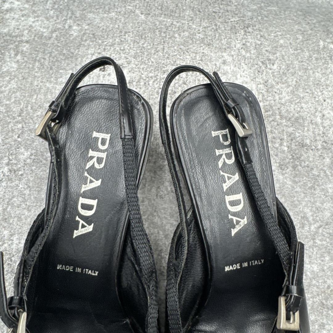 靴 Prada Black Square Toe 36 Replaced Heels