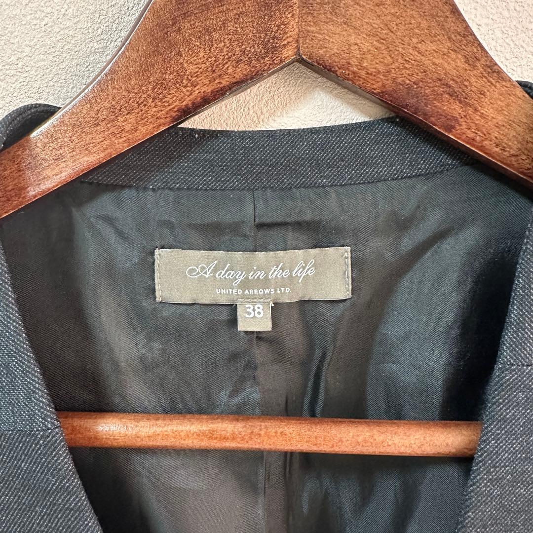 未使用 ユナイテッドアローズ ノーカラー セットアップ ネイビー 38