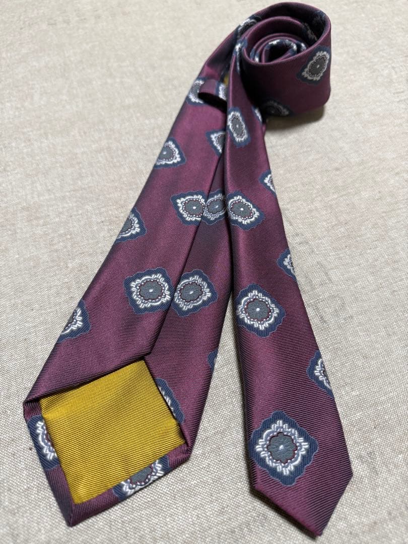 【極美品】FRANCO BASSI／50th Anniv.／小紋柄／ボルドー