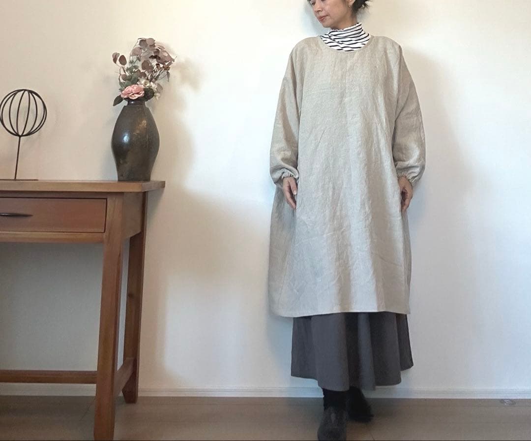国産リネン100% おしゃれな割烹着　服作り40年の田舎町仕立屋