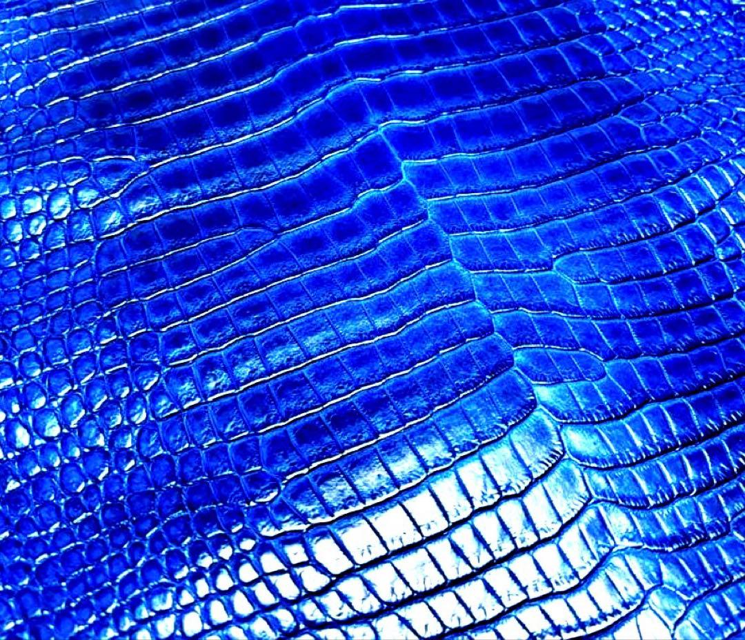 最高級！　クロコダイル　ポロサス　藍染　ケース　ミニウォレット　手縫い