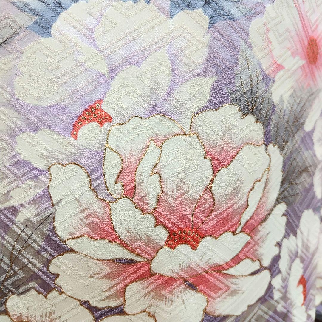 振袖フルセット(8点)・成人式・金彩加工・くすみ・花模様・やまと誂製・胴裏正絹