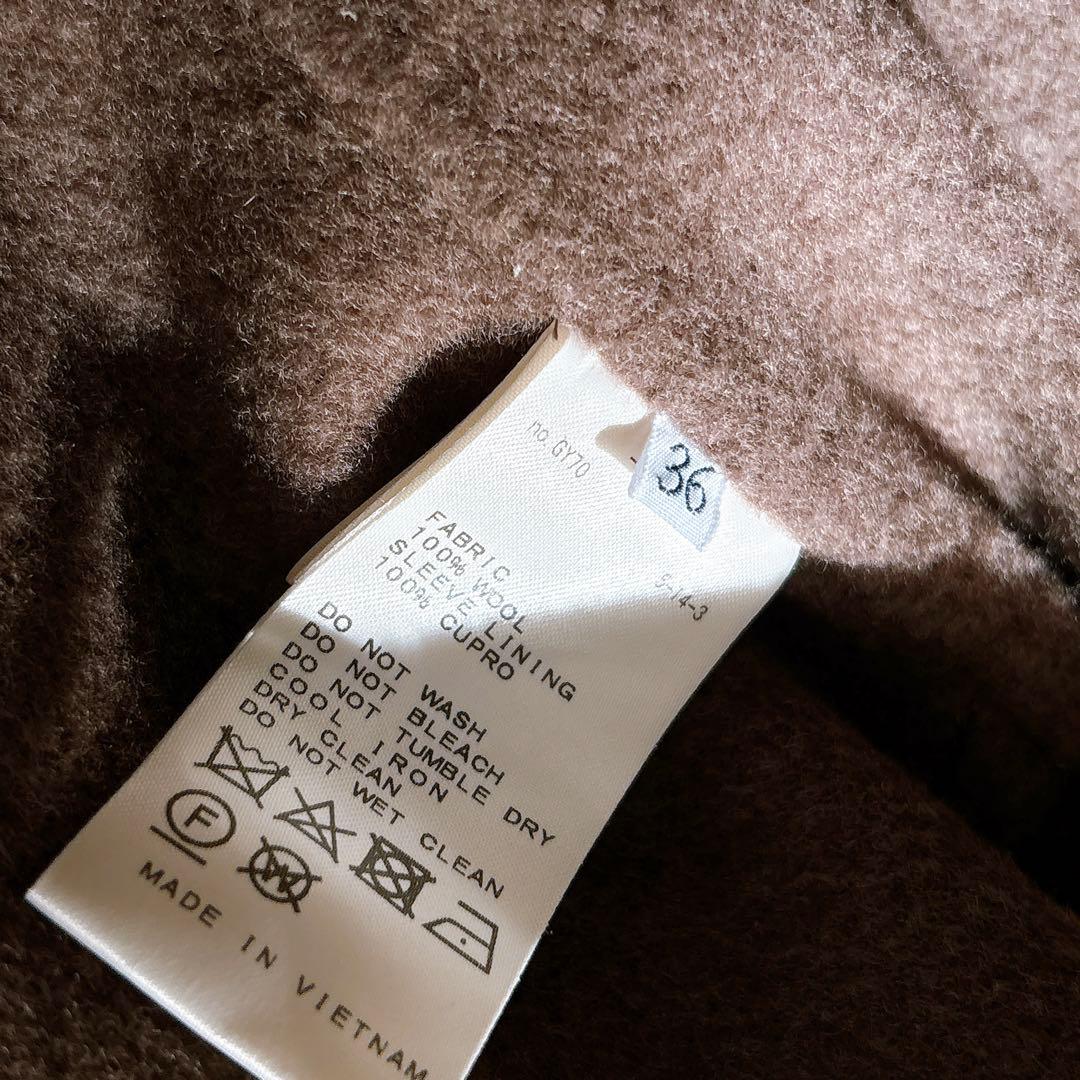 muse リバーロングノーカラーコート　ブラウン　ウール100% 36 人気