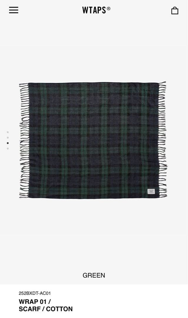 小物 WTAPS WRAP 01 SCARF COTTON GREEN