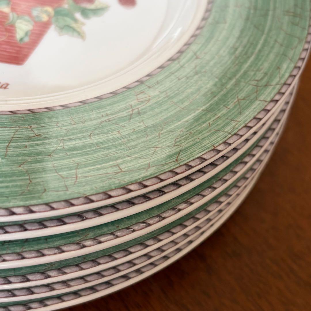 【美品】英国製　ウェッジウッド★サラズガーデン★グリーンデザート皿　6枚