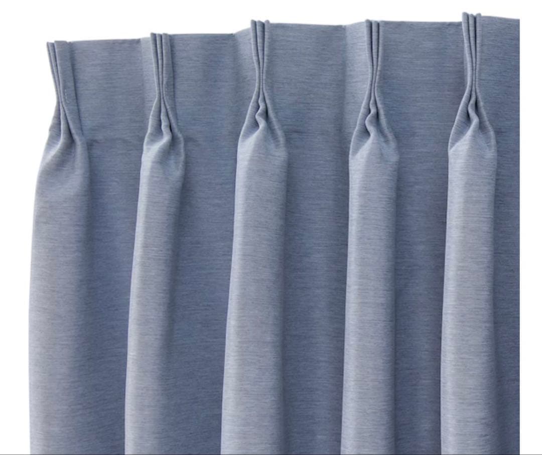 【美品】丈260cm ニトリ オーダー ドレープカーテン　両開き　アイスブルー