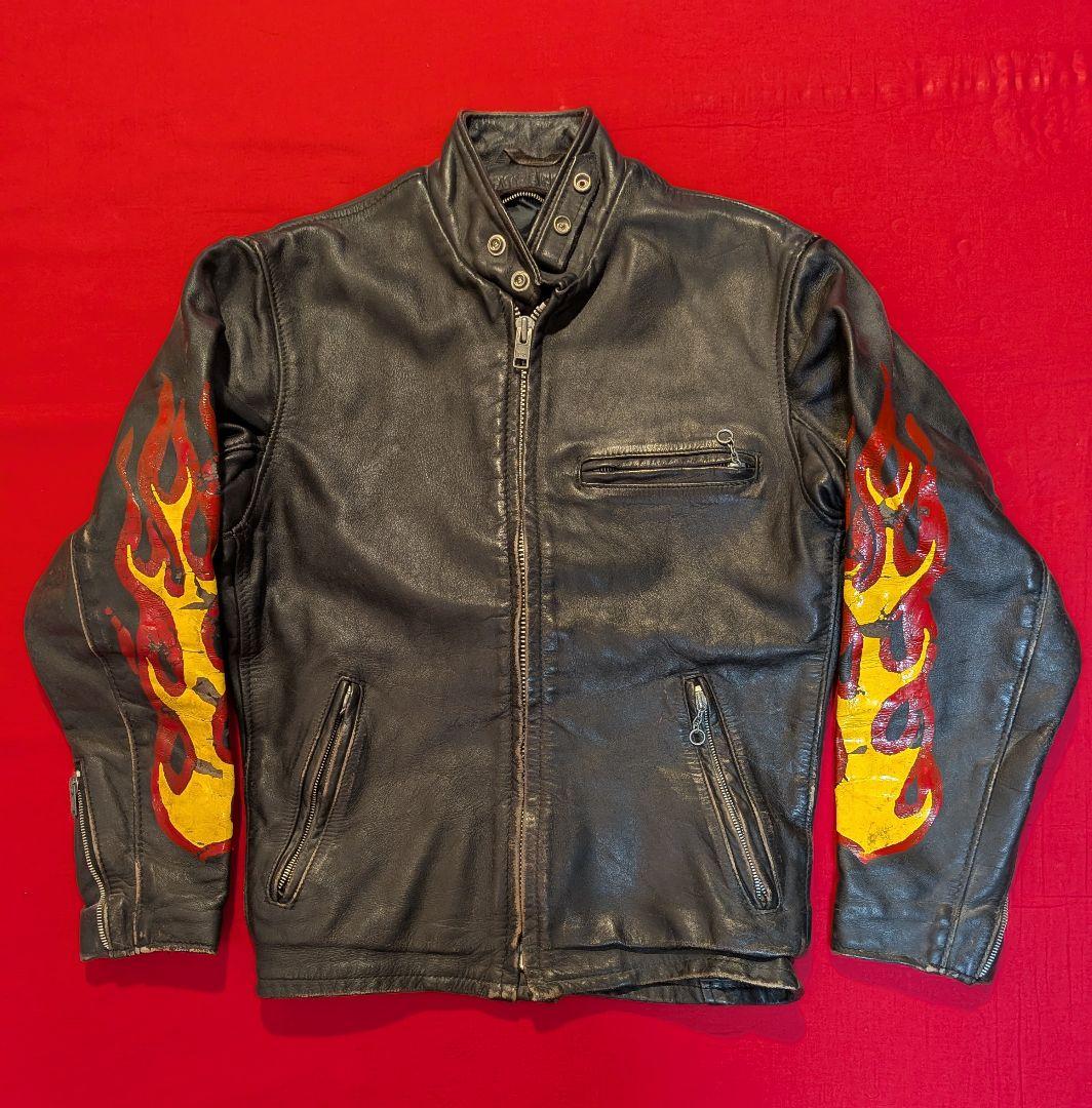 時間限定値下げ‼ ヴィンテージ schott 炎＆スカルデザイン レザー 379