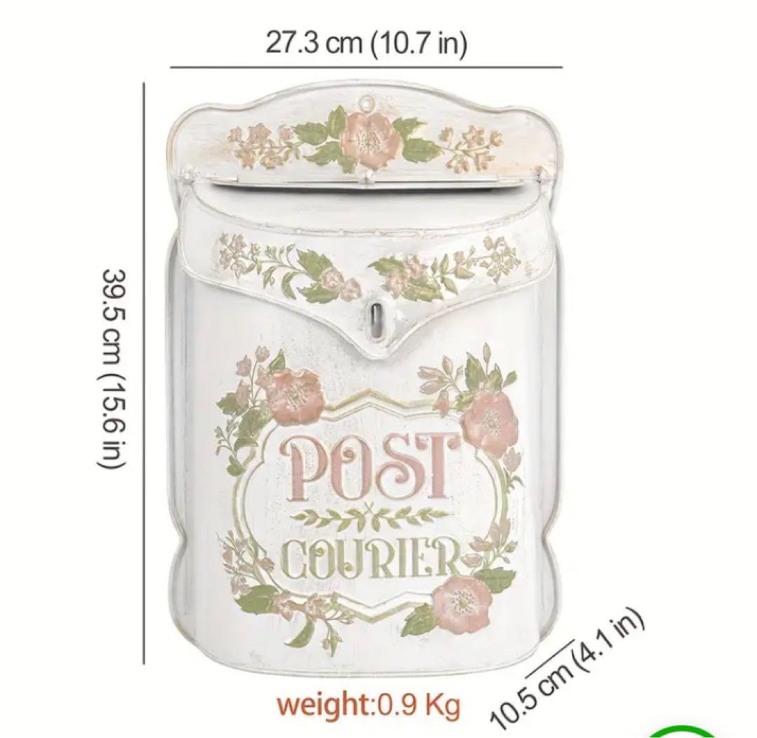 郵便受け ポスト　アンティーク　花柄 ホワイト/ピンク　姫系　ビンテージ加工