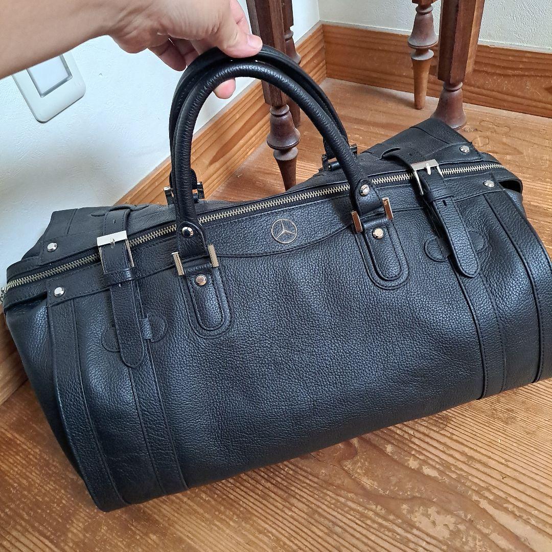 新品メルセデスベンツ黒ボストンバッグ&JAL アクセサリー入れ、遠赤足うらシート