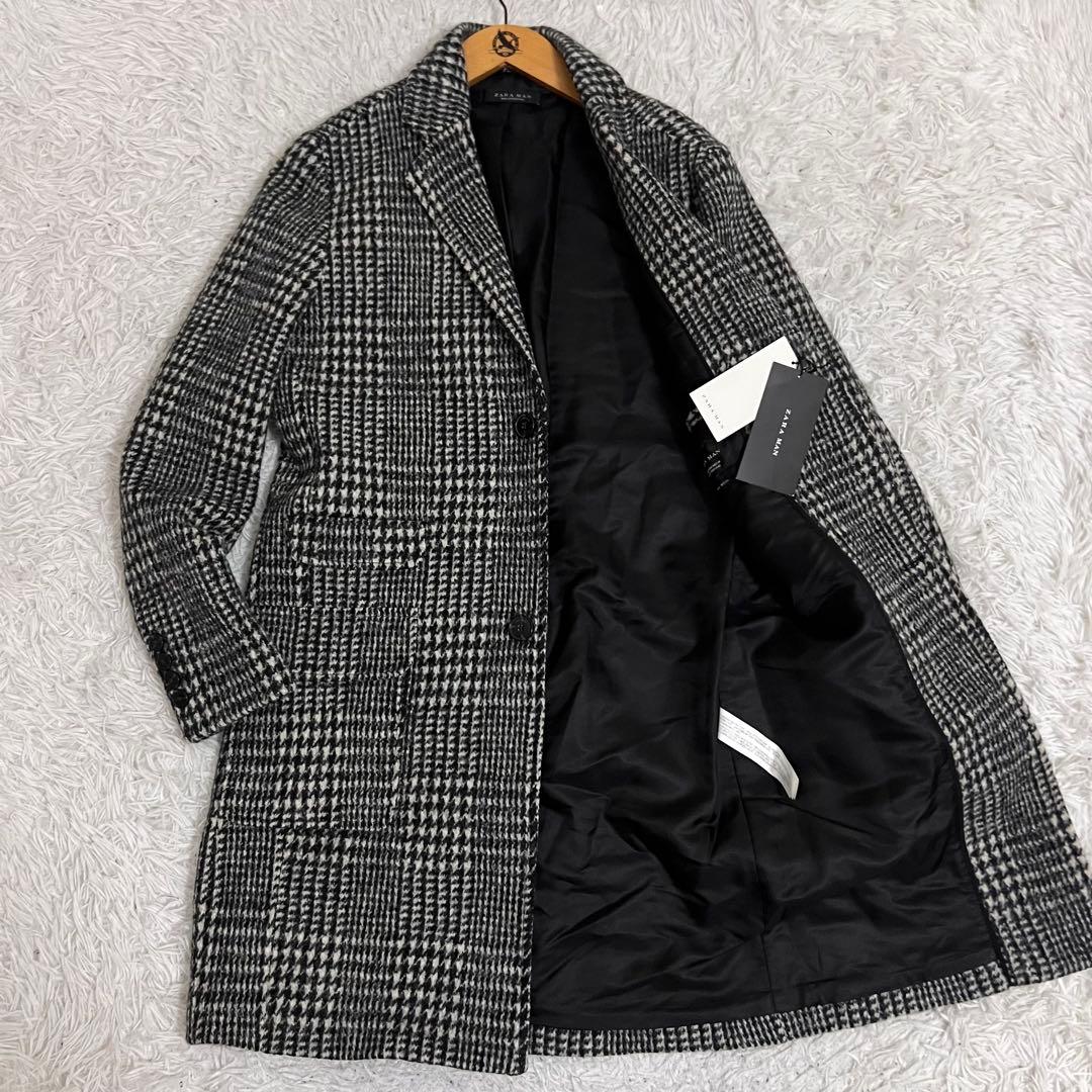 未使用タグ✨ZARAMAN チェスターコート ウールツイード 大判千鳥格子柄 M