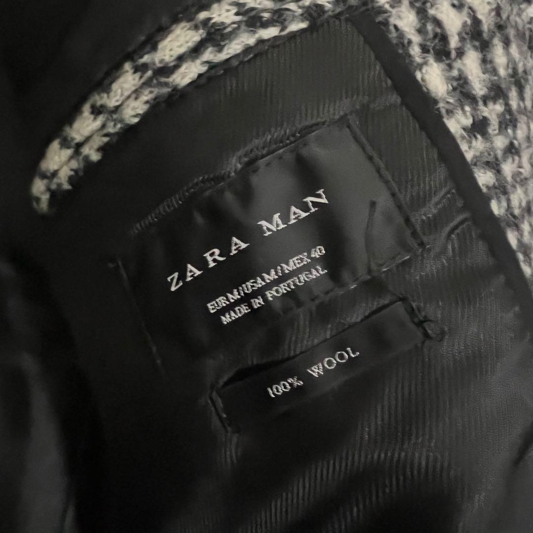 未使用タグ✨ZARAMAN チェスターコート ウールツイード 大判千鳥格子柄 M