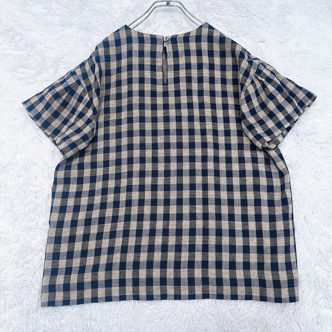 45rpm　近年モデル　ギマツイード　和柄　インディゴ　ブラウス　サイズ38