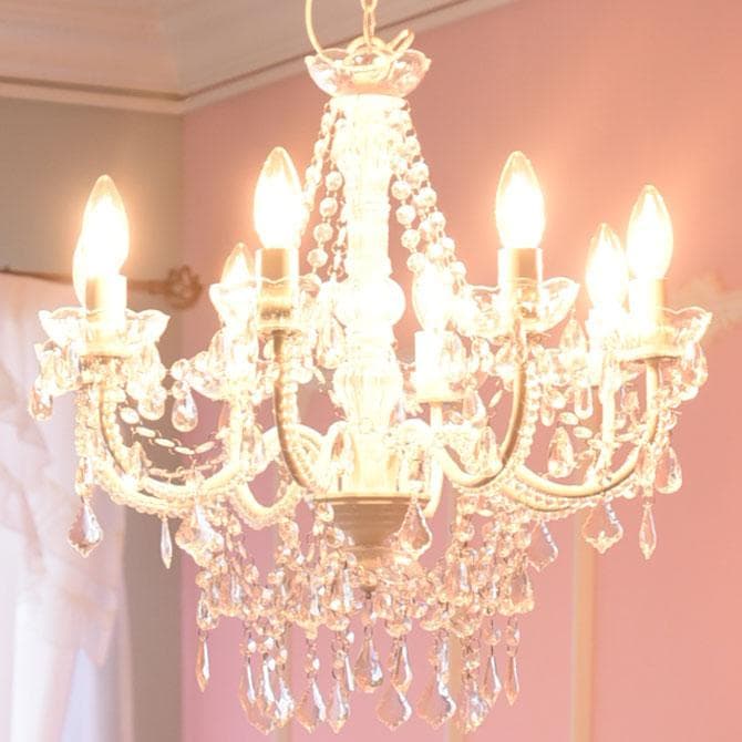 【LED付・簡単取付】8灯プリンセスホワイトシャンデリア