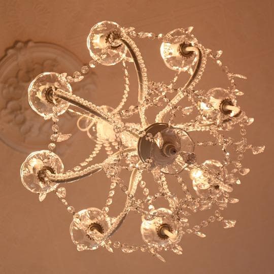 【LED付・簡単取付】8灯プリンセスホワイトシャンデリア