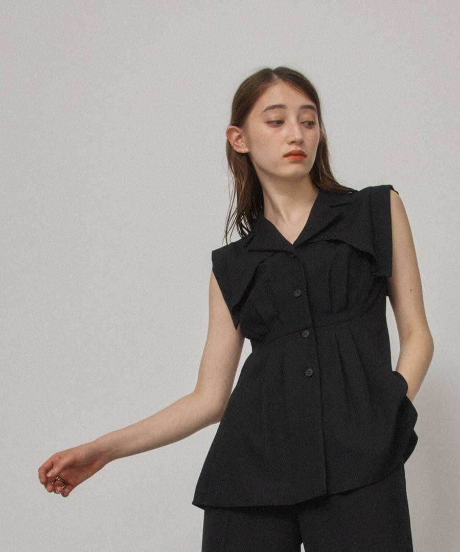 パブリックトウキョウ　リネンライクオープンカラーブラウス