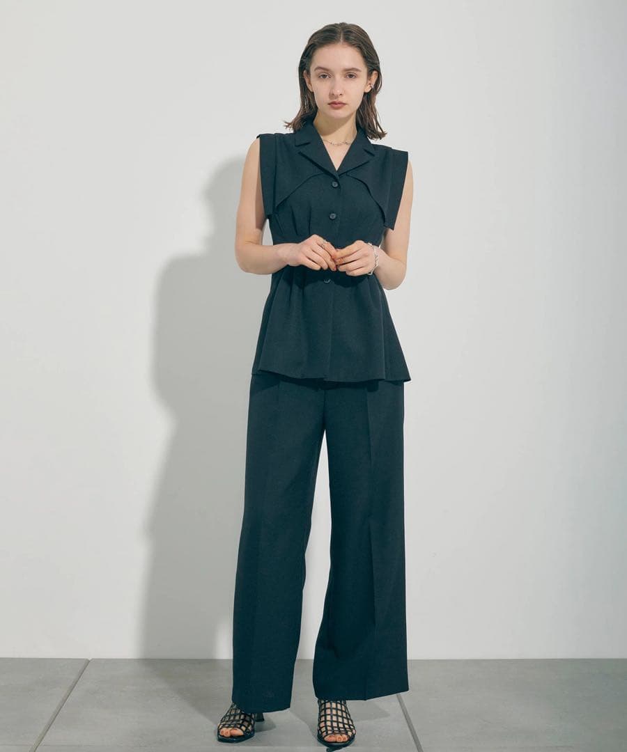 パブリックトウキョウ　リネンライクオープンカラーブラウス