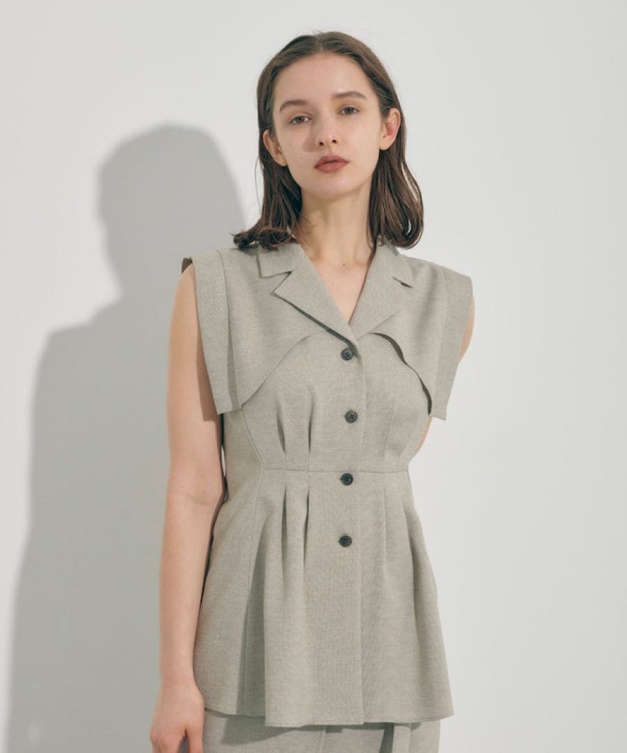 パブリックトウキョウ　リネンライクオープンカラーブラウス