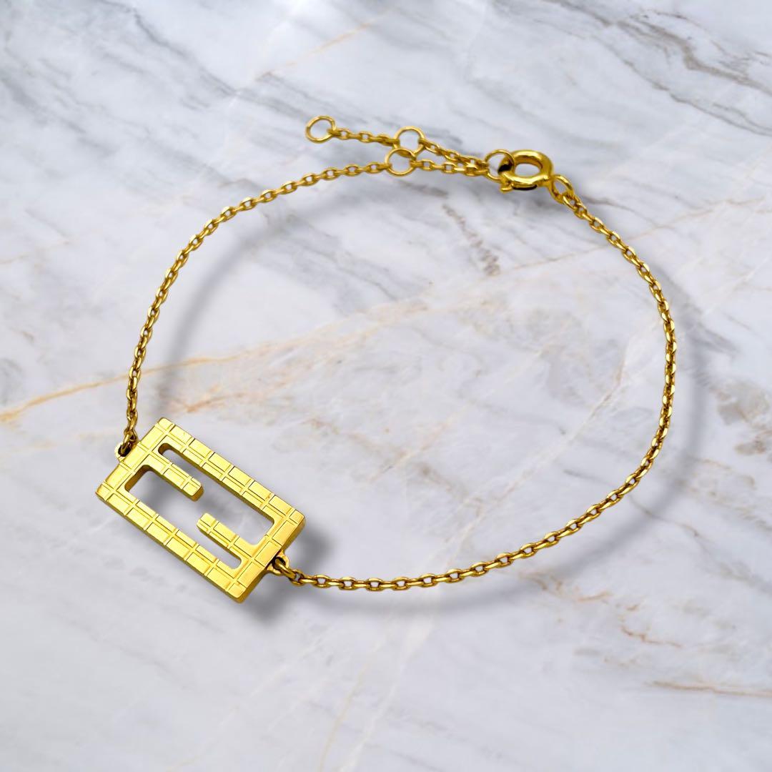 【極美品】FENDI フェンディ FFロゴ ブレスレット ゴールド 刻印あり