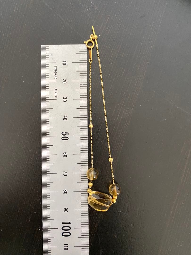 K18 シトリン×ルチルクォーツ 天然石ブレスレット 約19cm 2.5g 金運