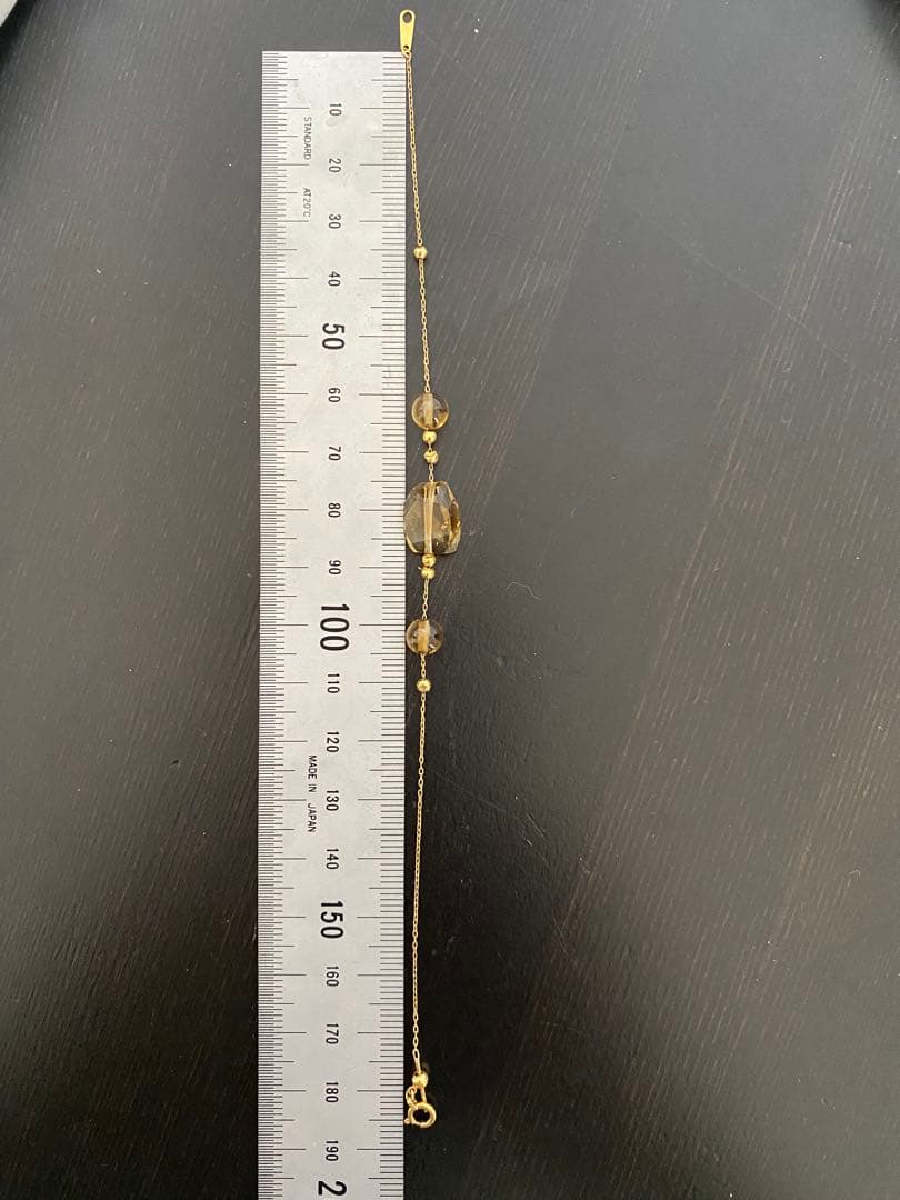 K18 シトリン×ルチルクォーツ 天然石ブレスレット 約19cm 2.5g 金運