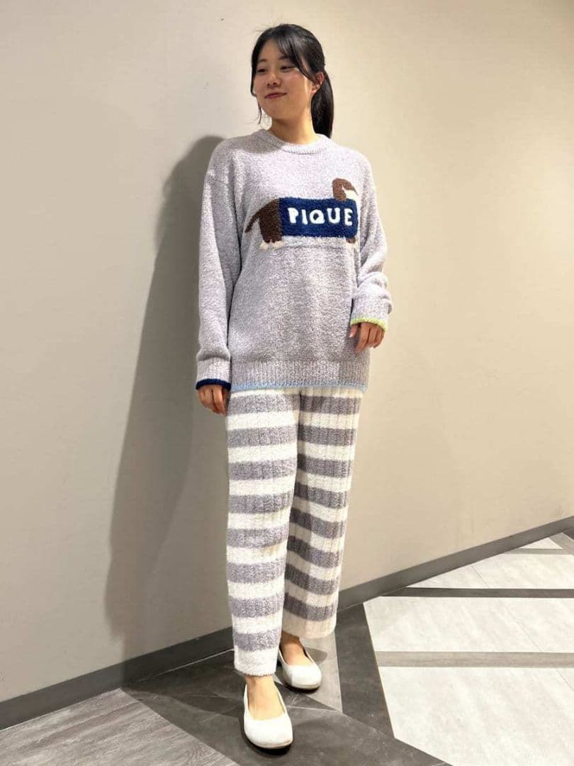 ベビモコダックスフンドジャガードプルオーバー ロングパンツセット グレー