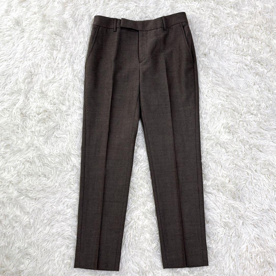 【極美品】現行 近年 スーツスクエア パンツスーツ ノーカラー 上下セット 茶