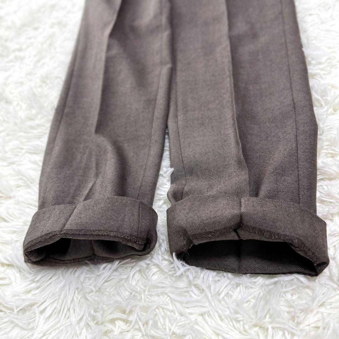 【極美品】現行 近年 スーツスクエア パンツスーツ ノーカラー 上下セット 茶