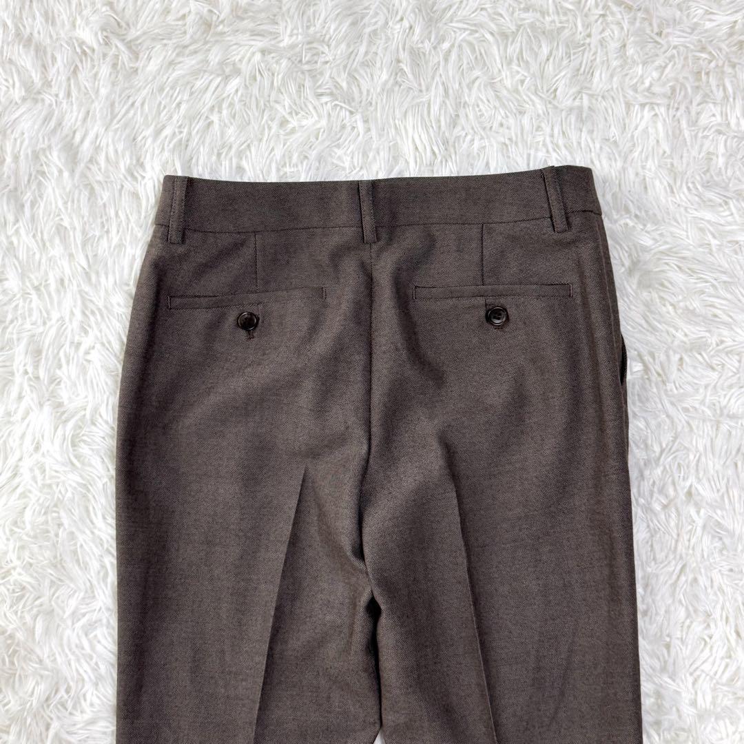 【極美品】現行 近年 スーツスクエア パンツスーツ ノーカラー 上下セット 茶