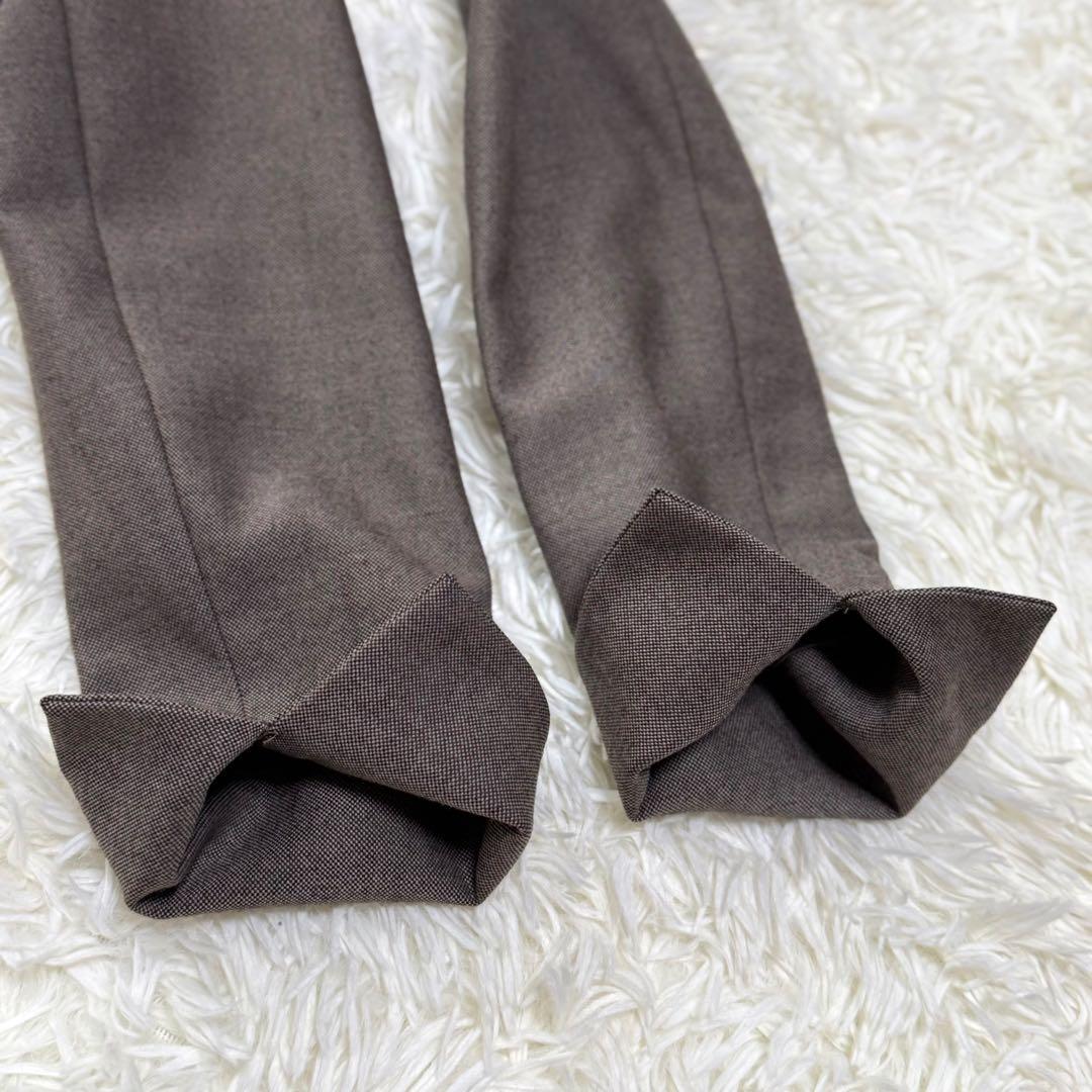 【極美品】現行 近年 スーツスクエア パンツスーツ ノーカラー 上下セット 茶