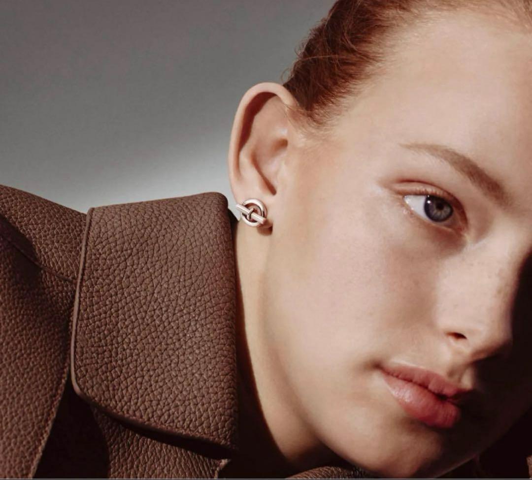 新品　HERMES ピアス　ミニシェーヌダンクル　フープ　シルバーアクセサリー