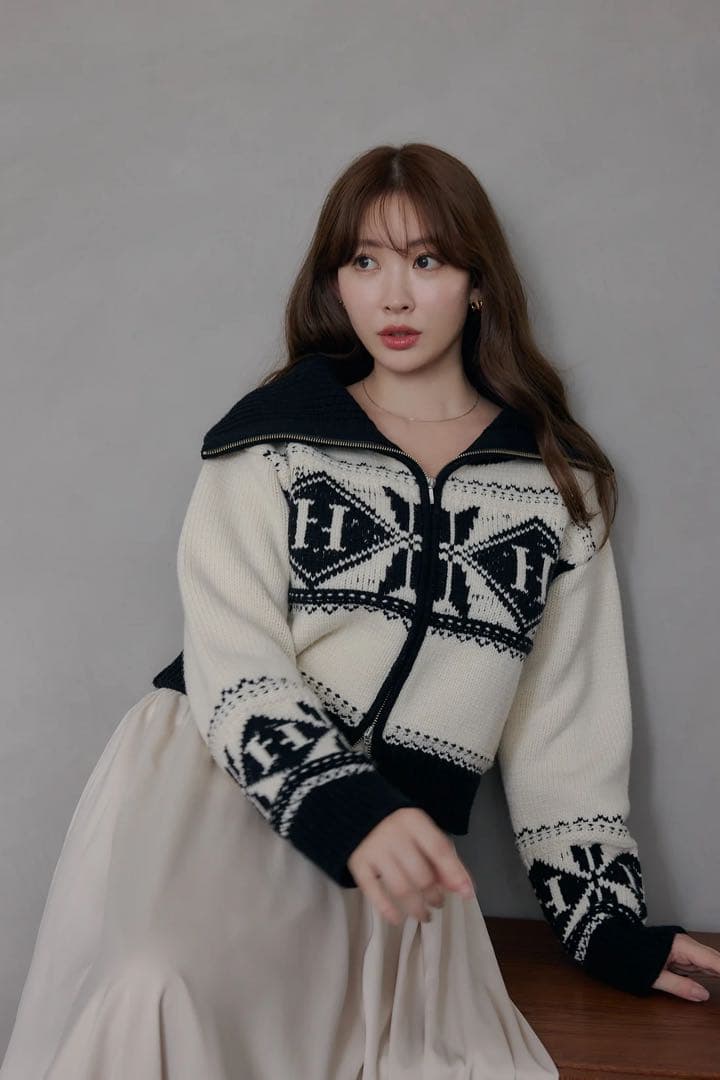 トップス her lip to H Nordic Knit Zip Jacket