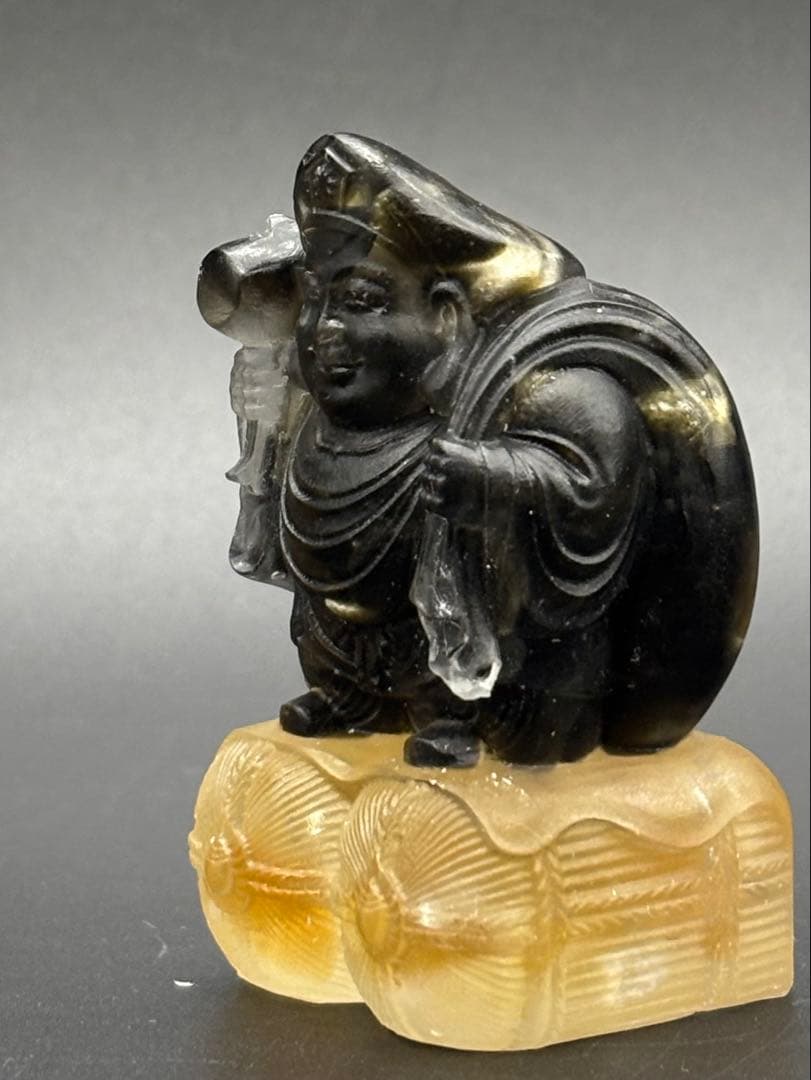 天然石　大黒天(大中小セット)　金運　シトリン　ゴールデンシャインオブシディアン