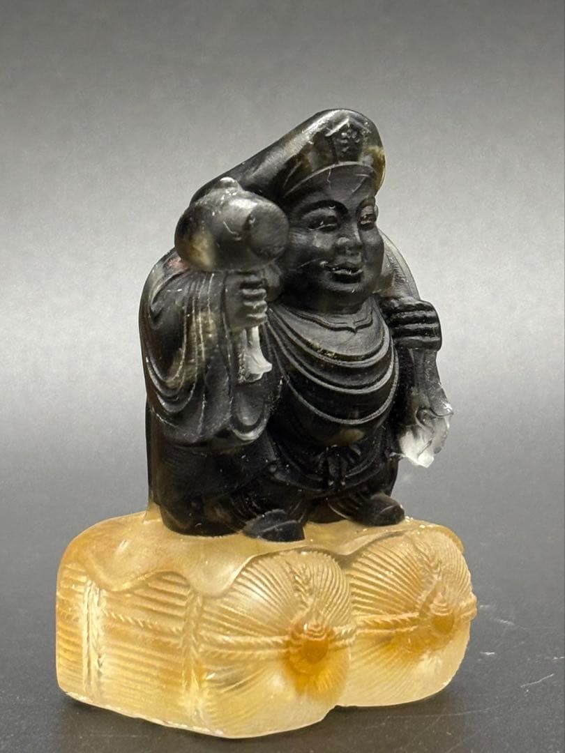 天然石　大黒天(大中小セット)　金運　シトリン　ゴールデンシャインオブシディアン