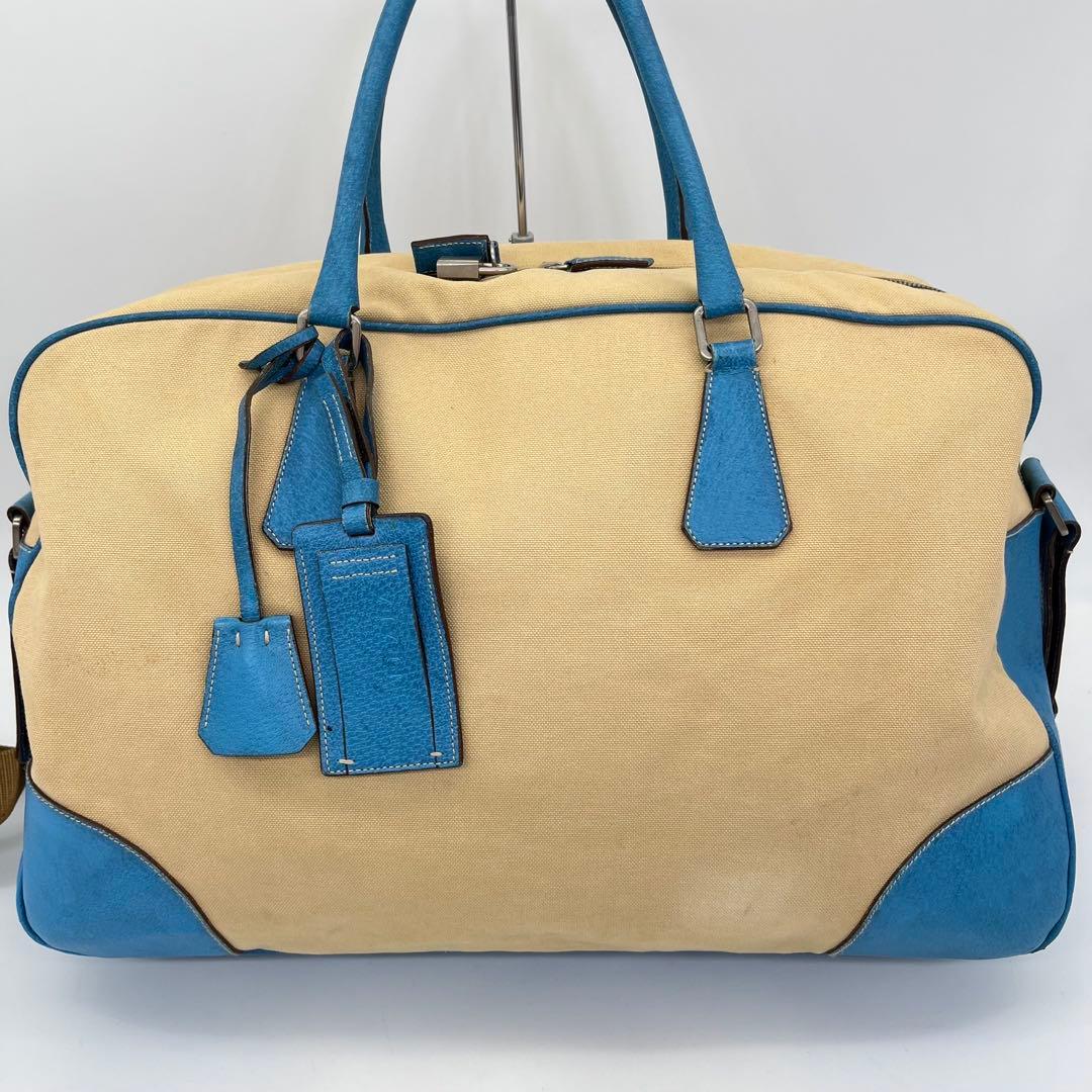 プラダ ボストンバッグ ショルダーバッグ 2way 三角ロゴ チャーム付 大容量