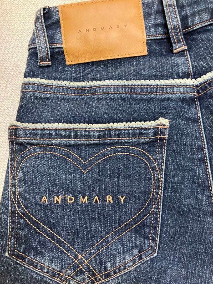 パンツ andmary Heart stitch denim navy blue