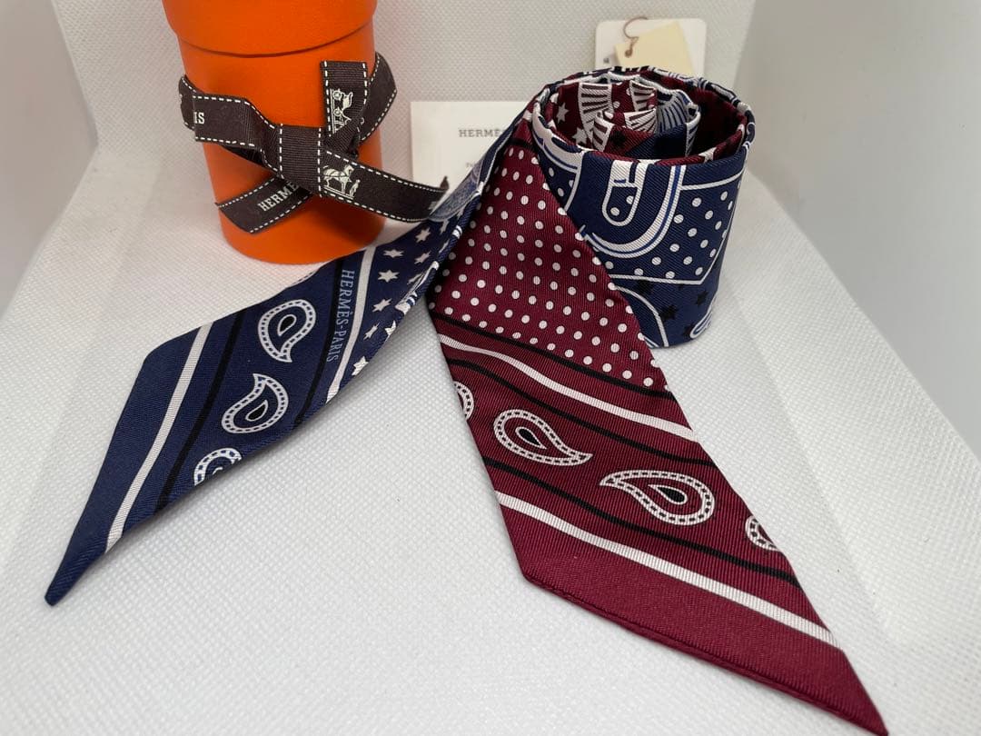 ☆HERMES☆エルメス ツイリー ネイビー＆ワイン