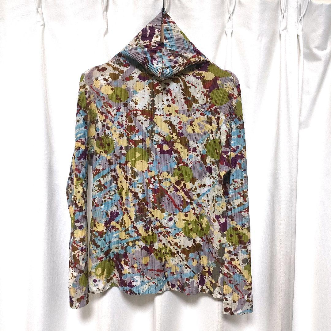 【美品】プリーツプリーズ イッセイミヤケ 総柄 タートル プルオーバー