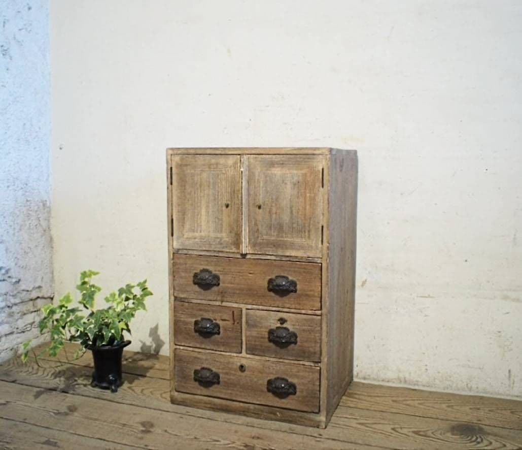 1017 アンティーク　総桐 　収納棚　チェスト　引き出し　タンス　金具　レトロ