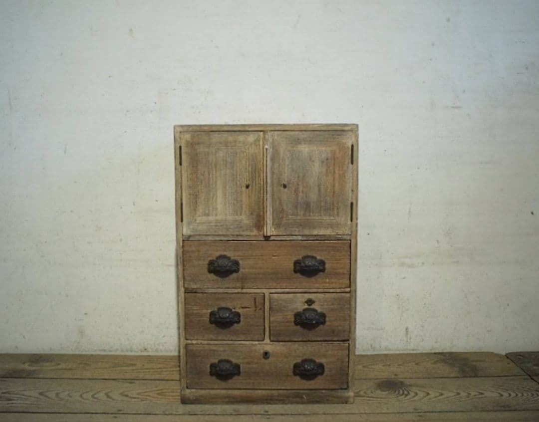 1017 アンティーク　総桐 　収納棚　チェスト　引き出し　タンス　金具　レトロ