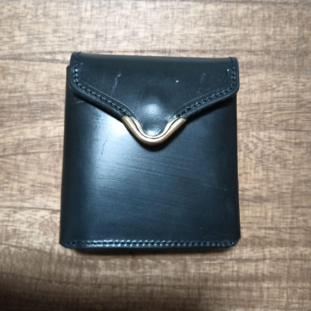 【最終価格】池之端銀革店 CRAMP ブライドルレザー 二つ折り財布 黒