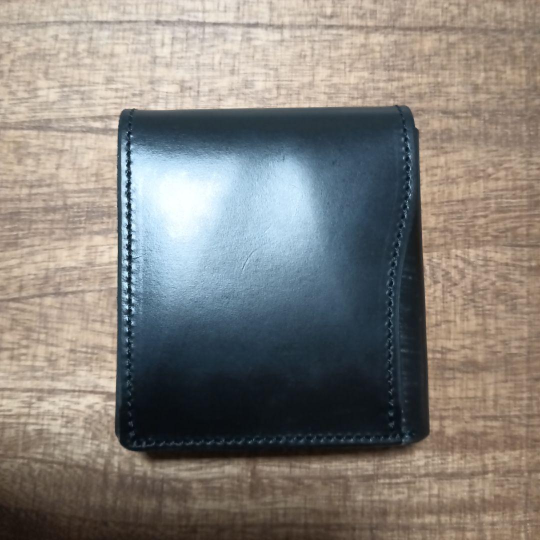【最終価格】池之端銀革店 CRAMP ブライドルレザー 二つ折り財布 黒