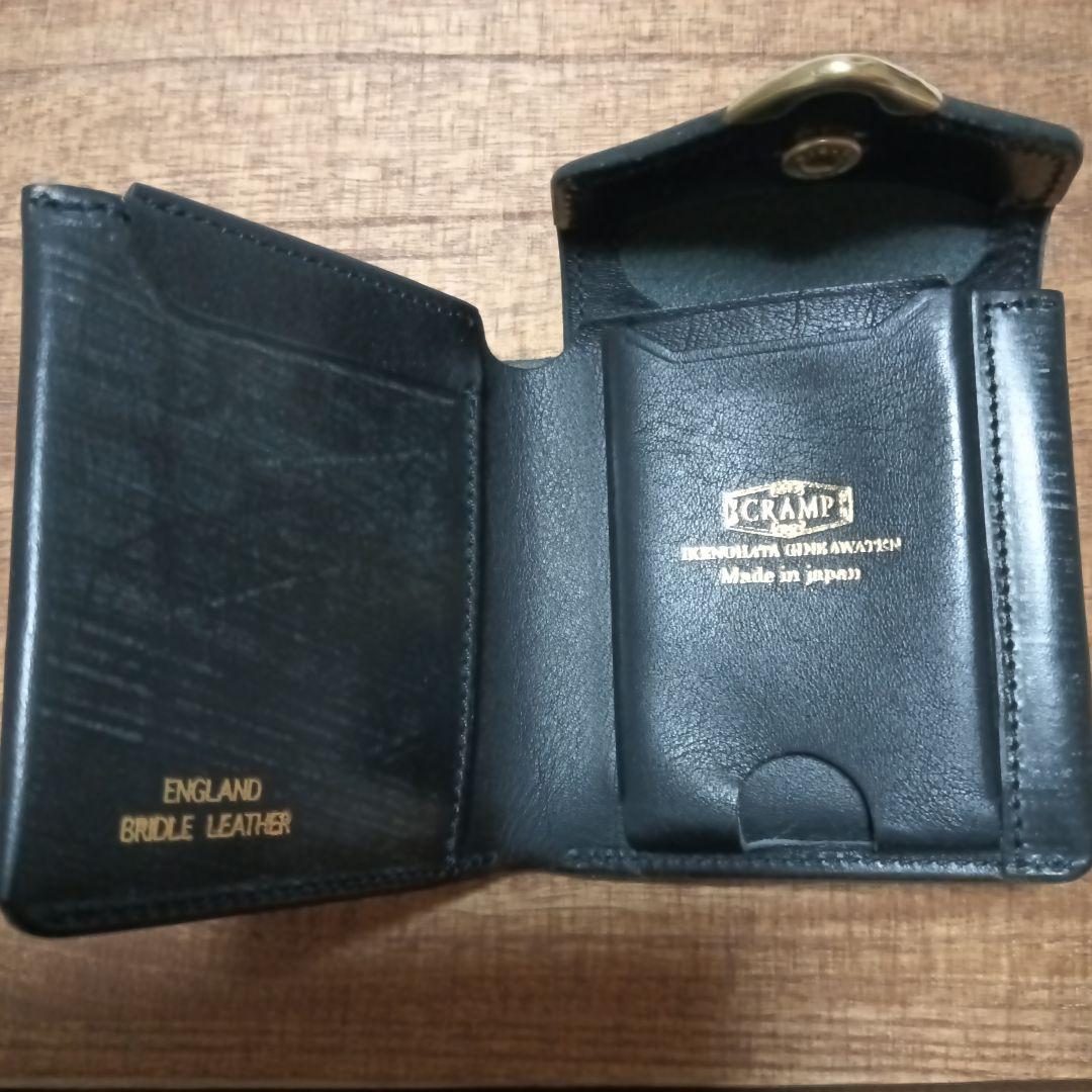 【最終価格】池之端銀革店 CRAMP ブライドルレザー 二つ折り財布 黒