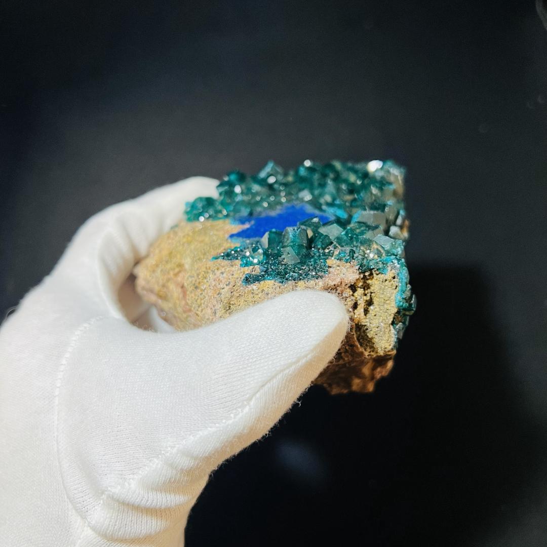 ディオプターゼ 原石 標本 521g 希少・レア 翠銅鉱 アズライト 共生