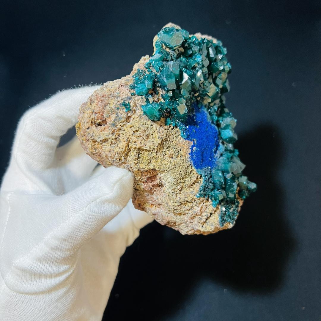 ディオプターゼ 原石 標本 521g 希少・レア 翠銅鉱 アズライト 共生