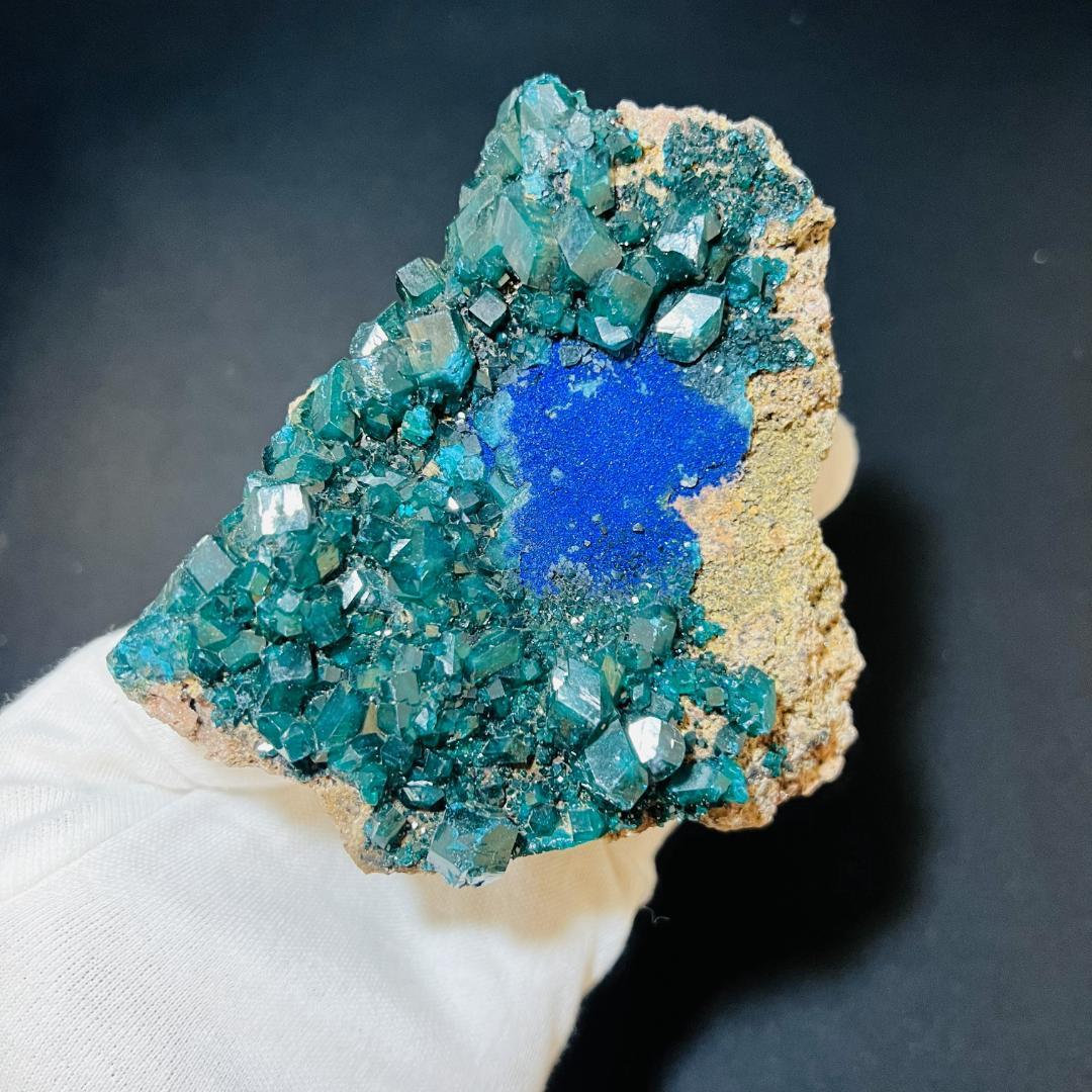 ディオプターゼ 原石 標本 521g 希少・レア 翠銅鉱 アズライト 共生